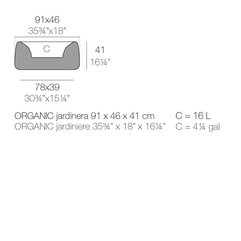 Organic Jardiniere 90X45X39