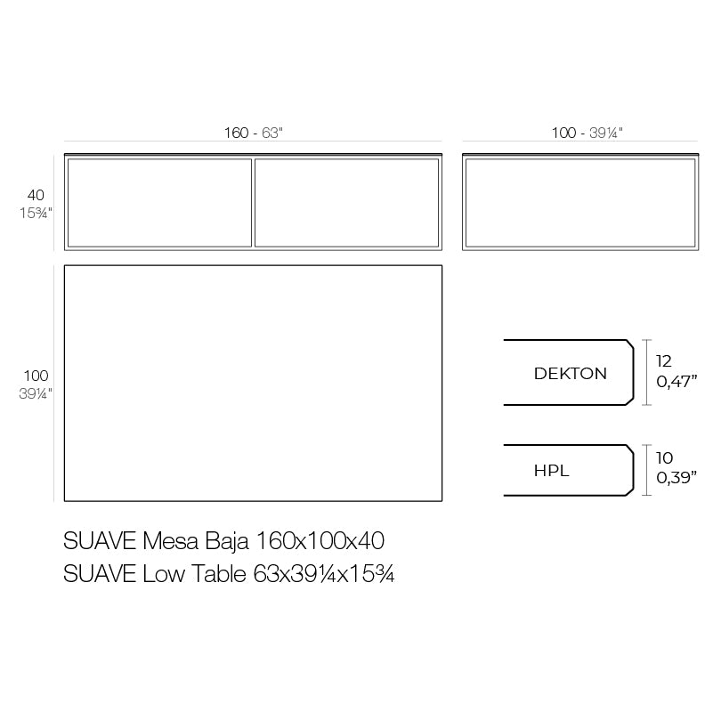 Suave Table 160X100X40 cm
