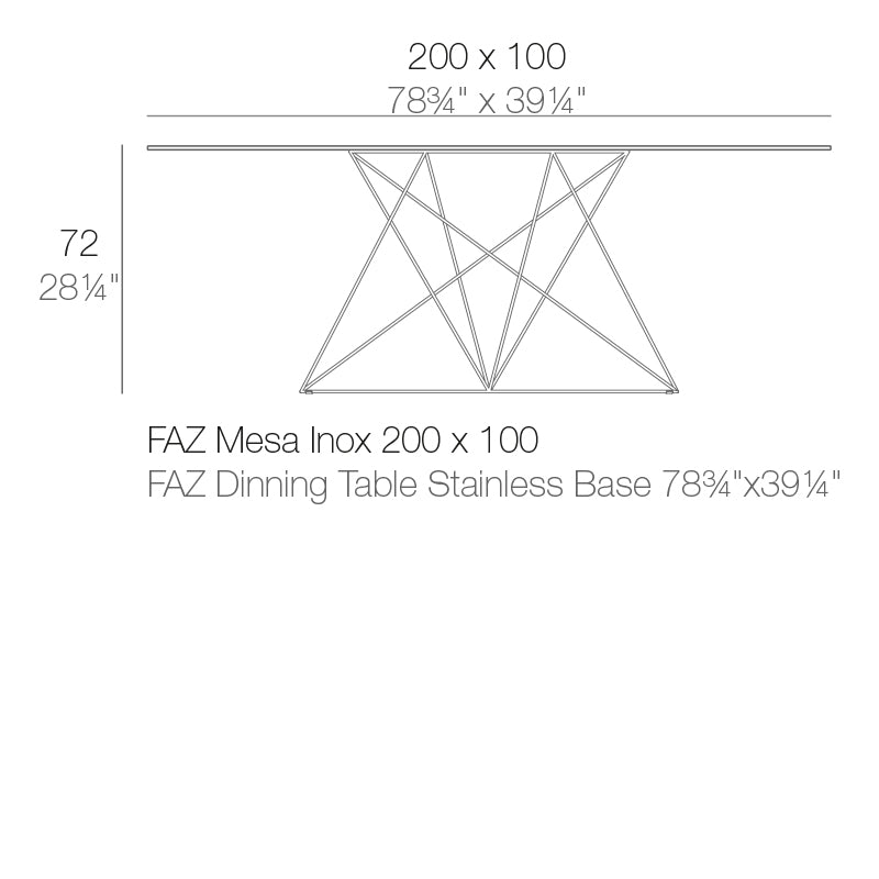 Faz - Table - Stainless 200X100X72 Cm