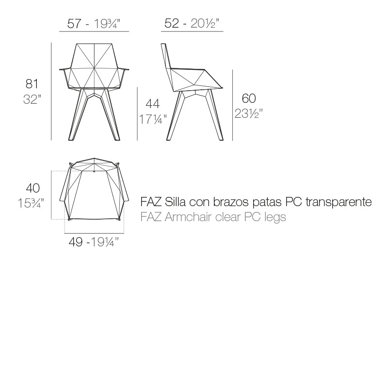 Faz - Chair With Armrest - Transparent Base