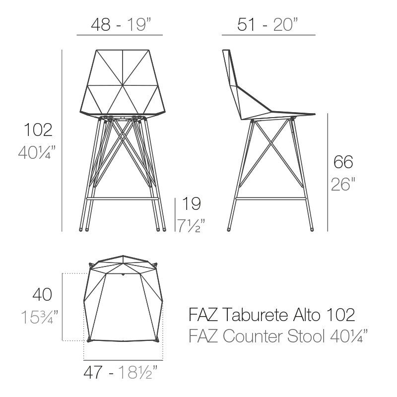 Faz - Bar Stool 50X51X102 Cm