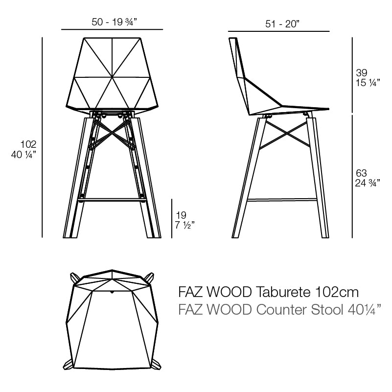 Faz - Wood Counter Stool