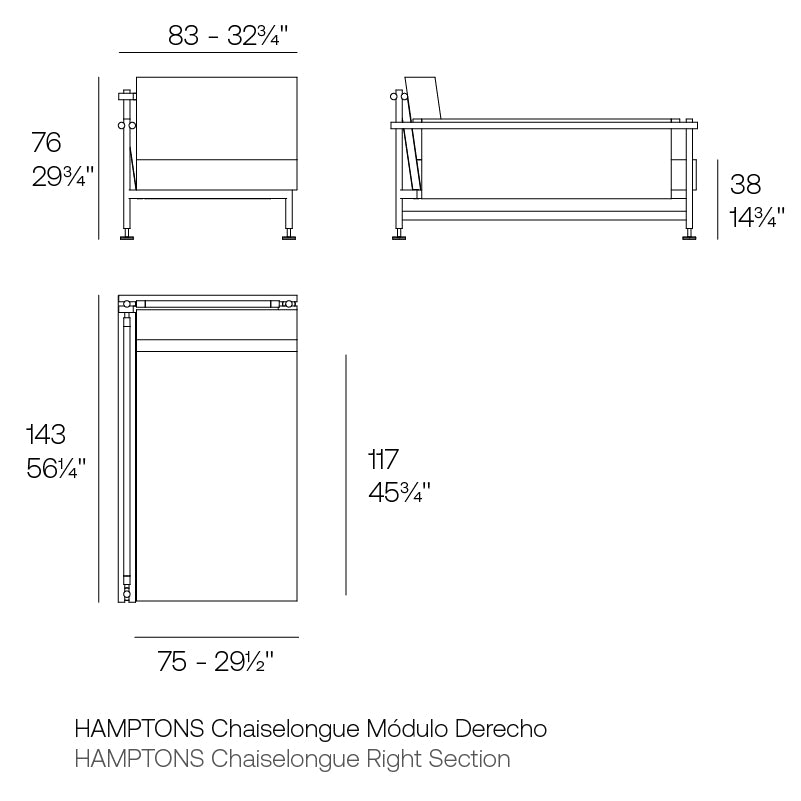 Hamptons Chaiselongue Right Section
