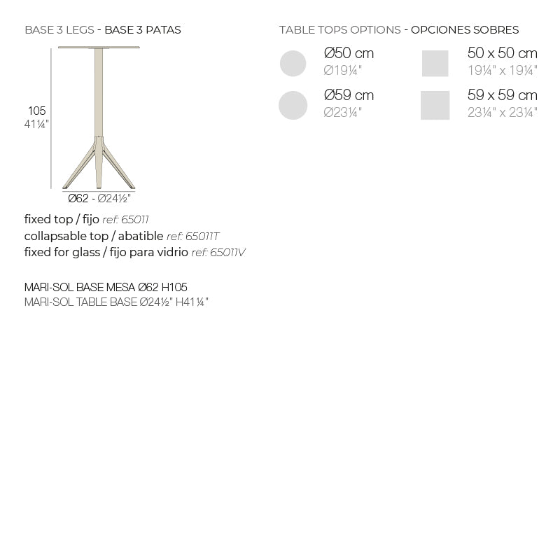 Mari-Sol Table Base H:105Cm