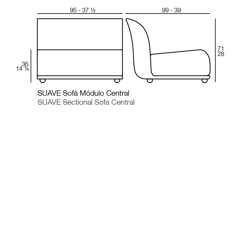 Suave Sectional Sofa Armless Section
