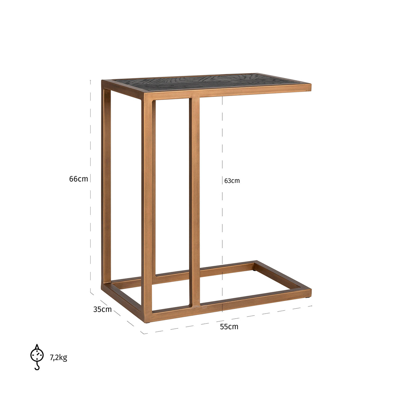 Side Table Blackbone brass (Black rustic)