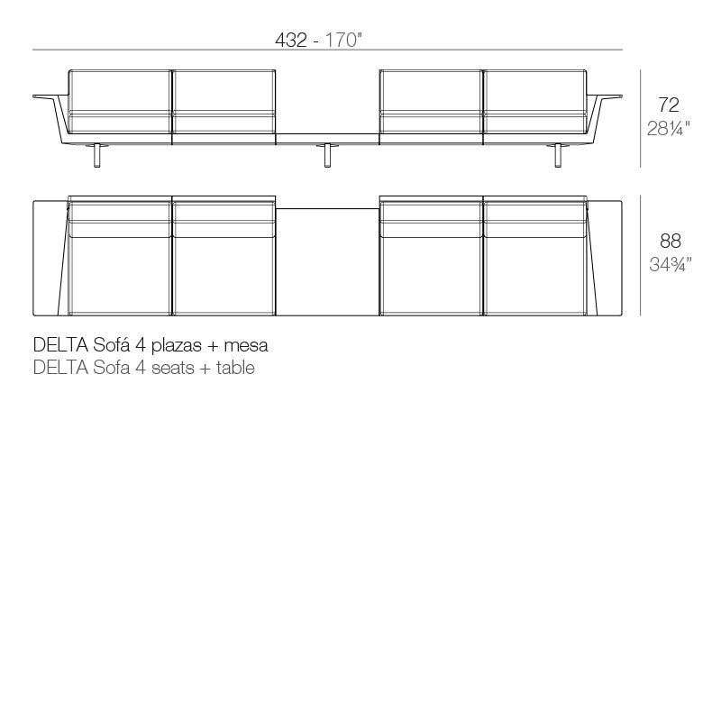 Delta Sofa 4 Seat+Table