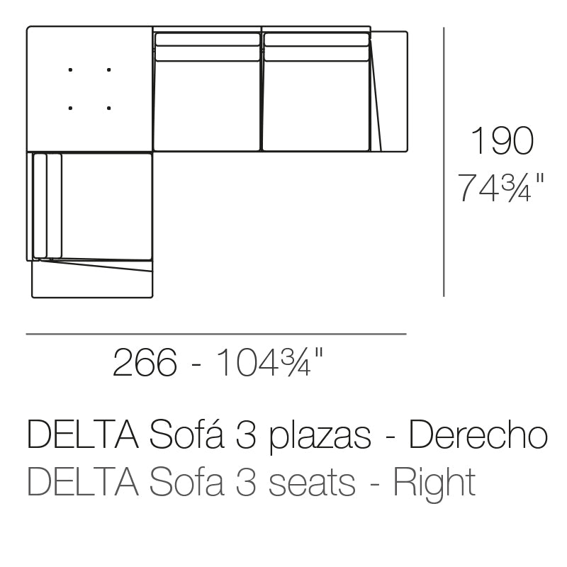 Delta Corner Sofa 3 Seat Right