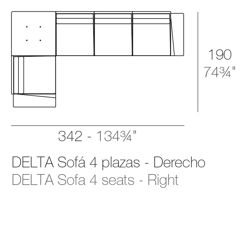 Delta Corner Sofa Right 4 Seat