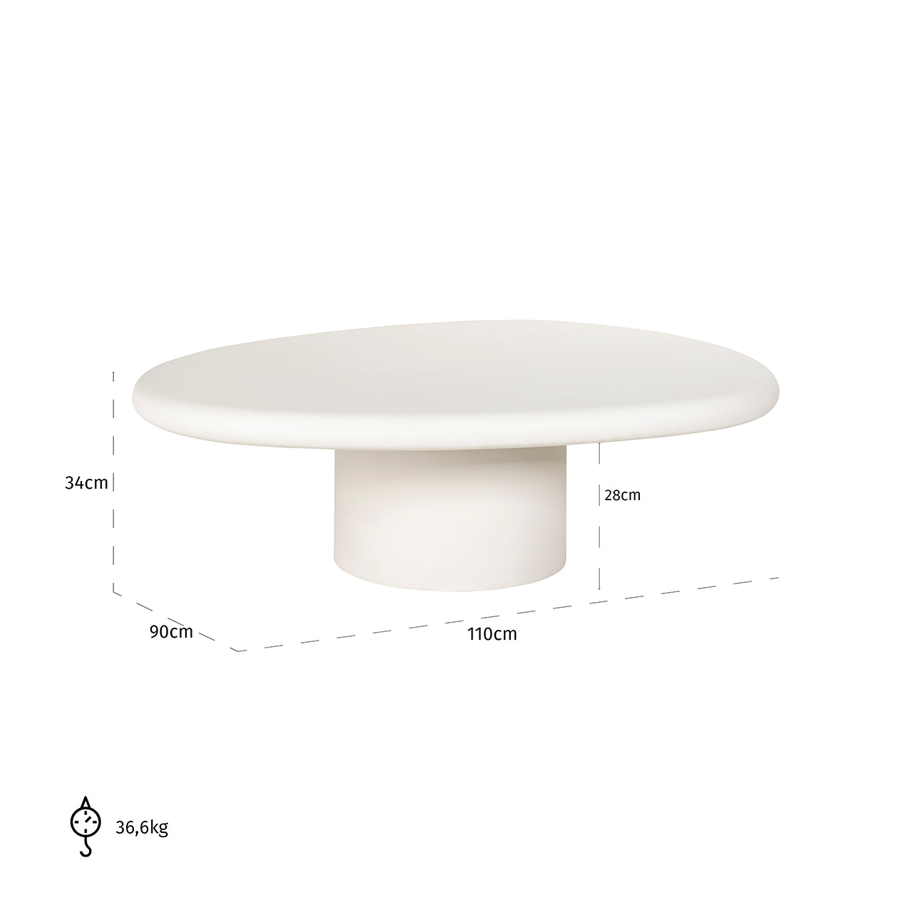 Coffee table Bloomstone 110x90 (White)
