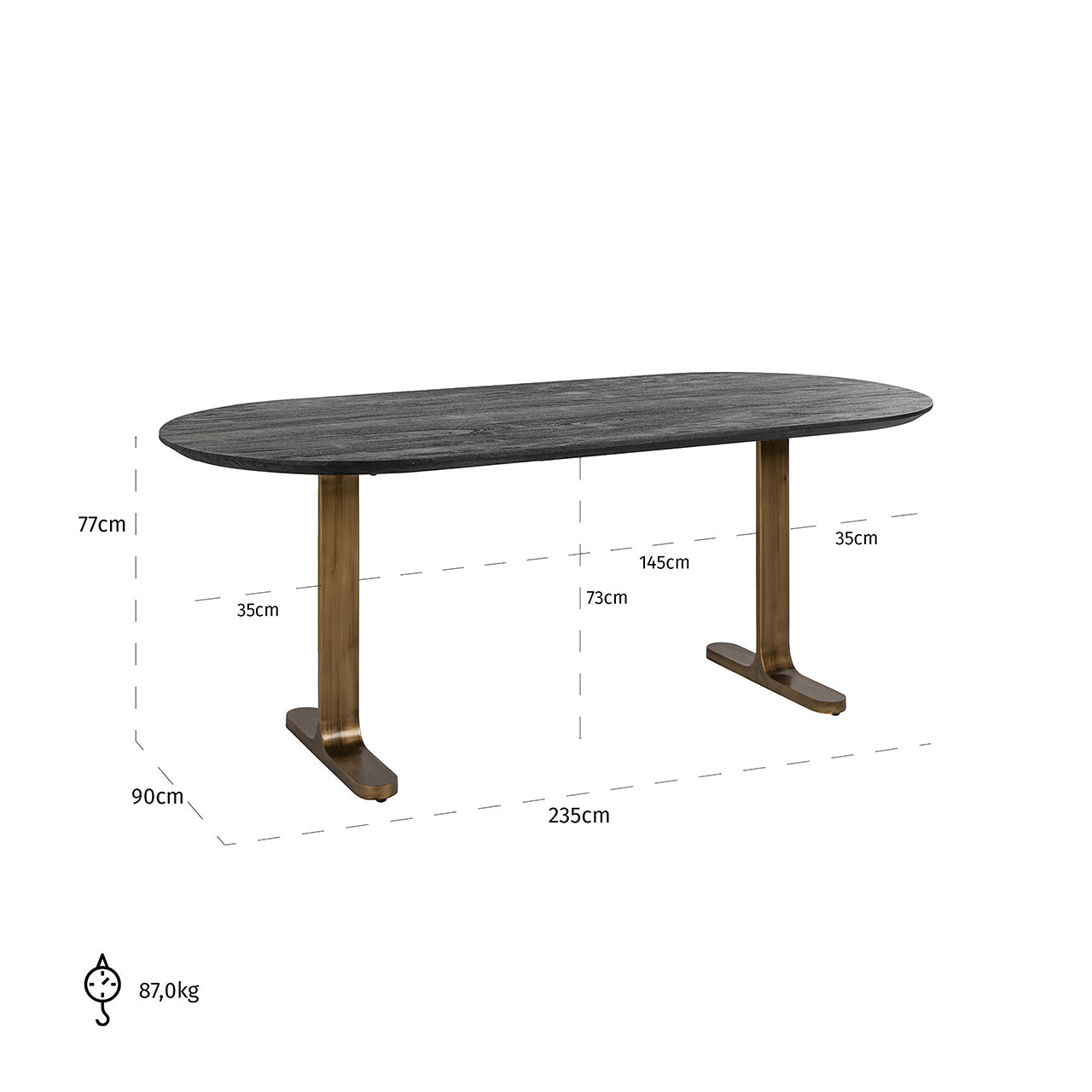 Dining table Revelin 235 (Black/gold)