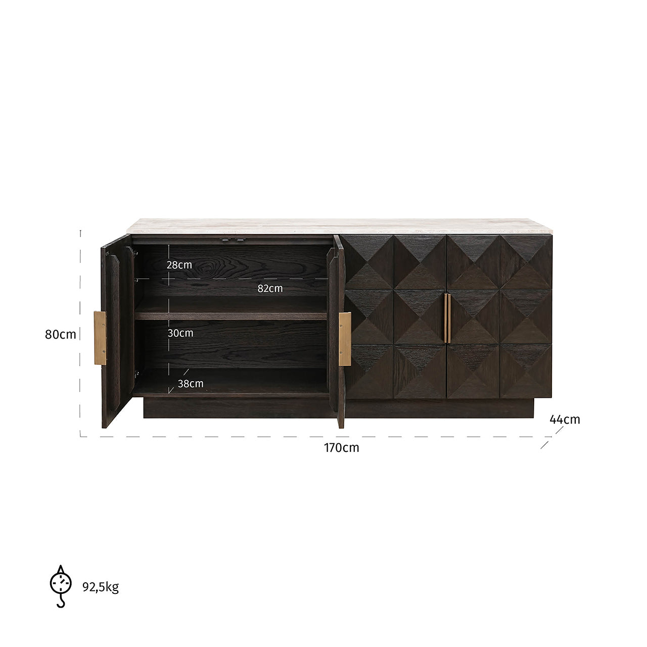 Sideboard Claremont 4-doors (Brown)