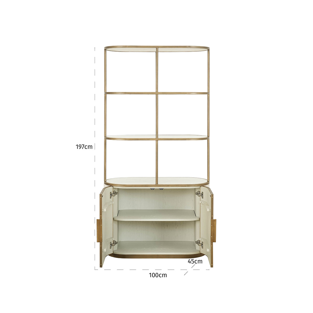 Display cabinet Tivoli 2-doors 3 open shelves (White)