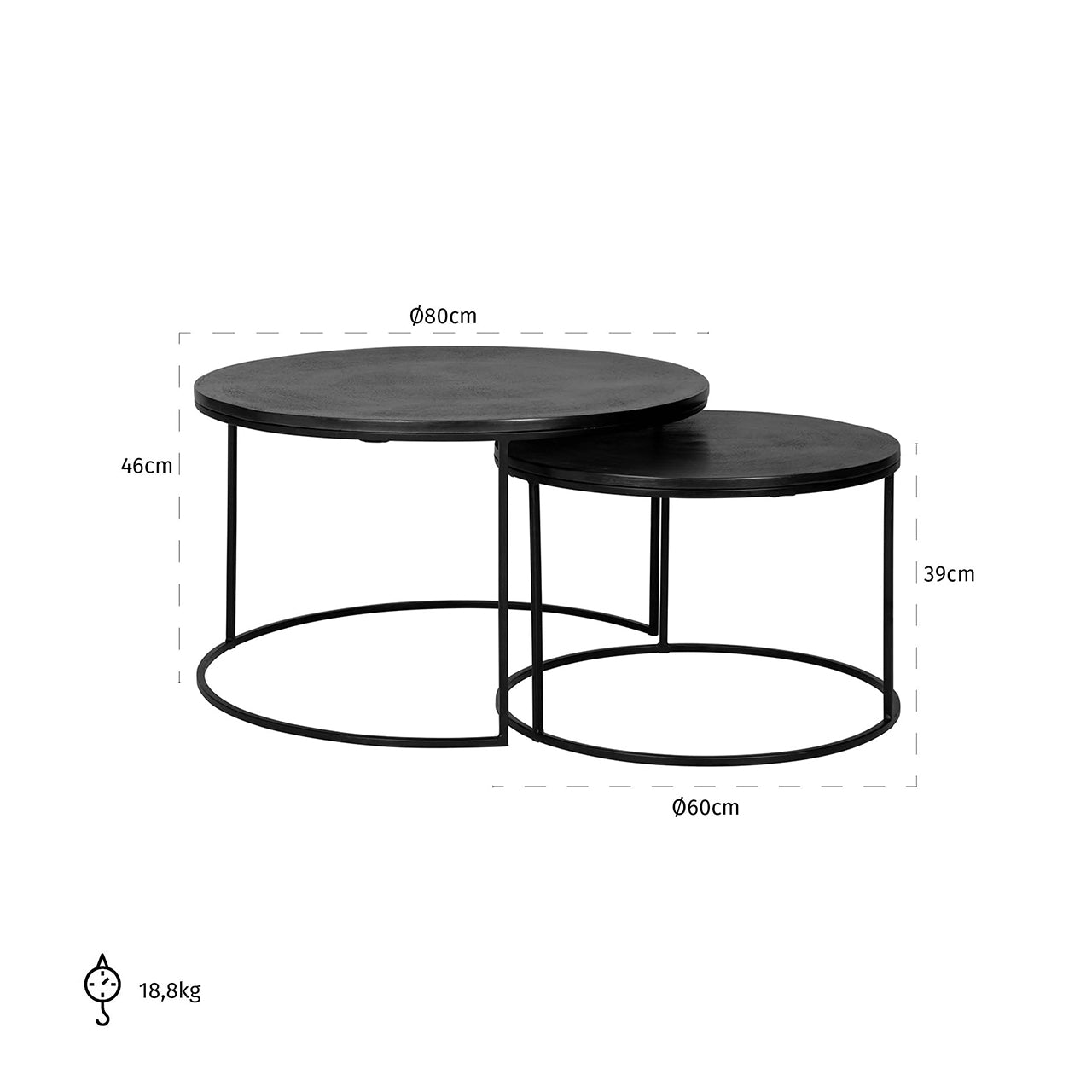 Coffee table Bolder set of 2 (Black)