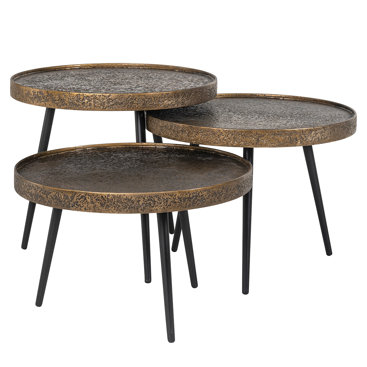 Coffee table Luton set of 3 (Black/gold)