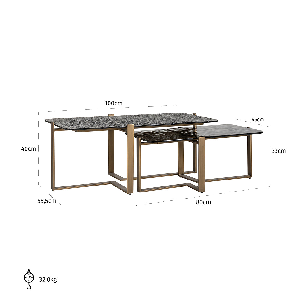Coffee table Sterling set of 2 (Brown)