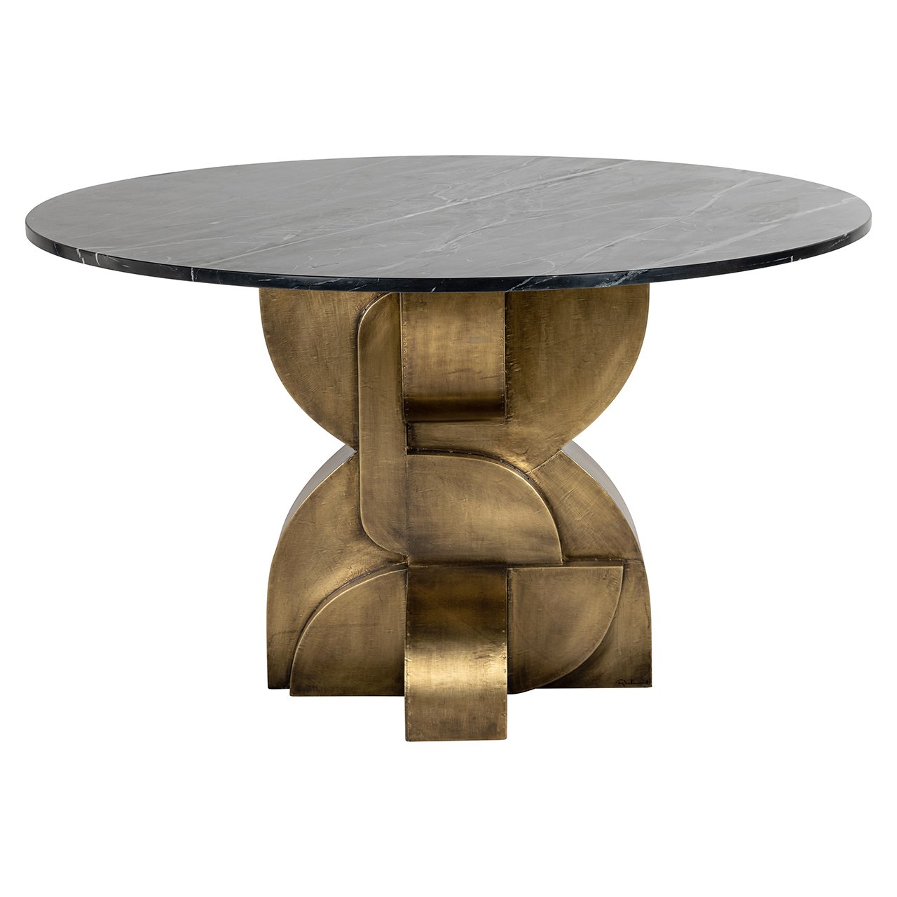 Dining table Maddox130Ø (Black/gold)