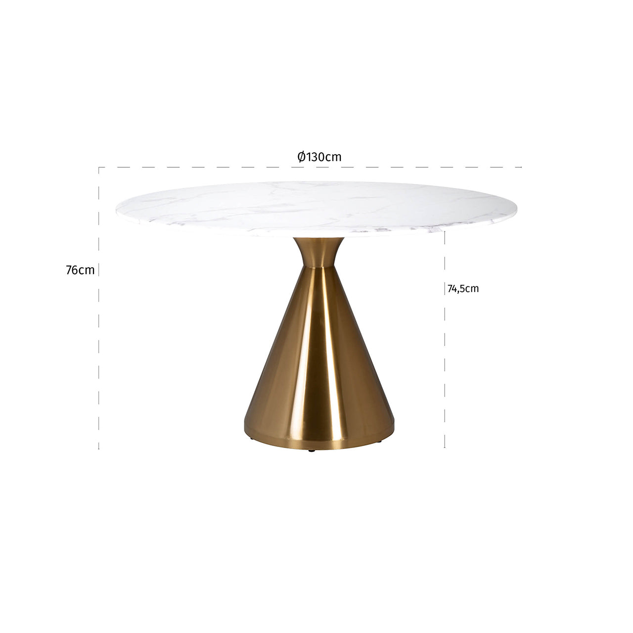 Dining table Tenille 130Ø (Brushed Gold)