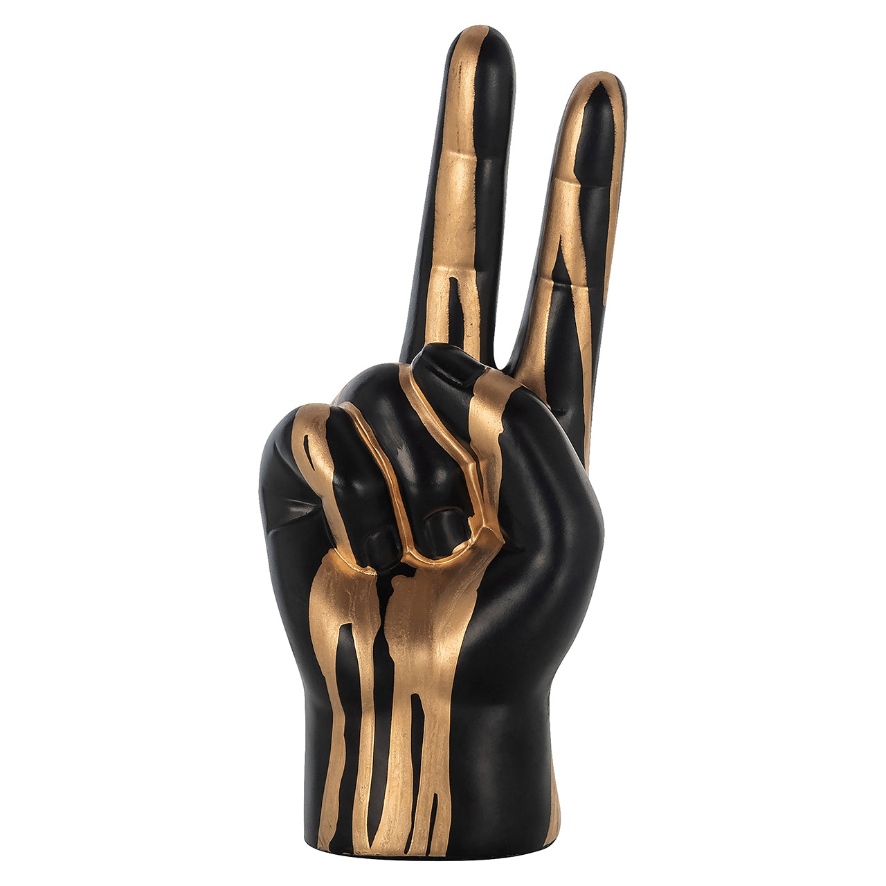 Decorative object hand peace (Black/gold)