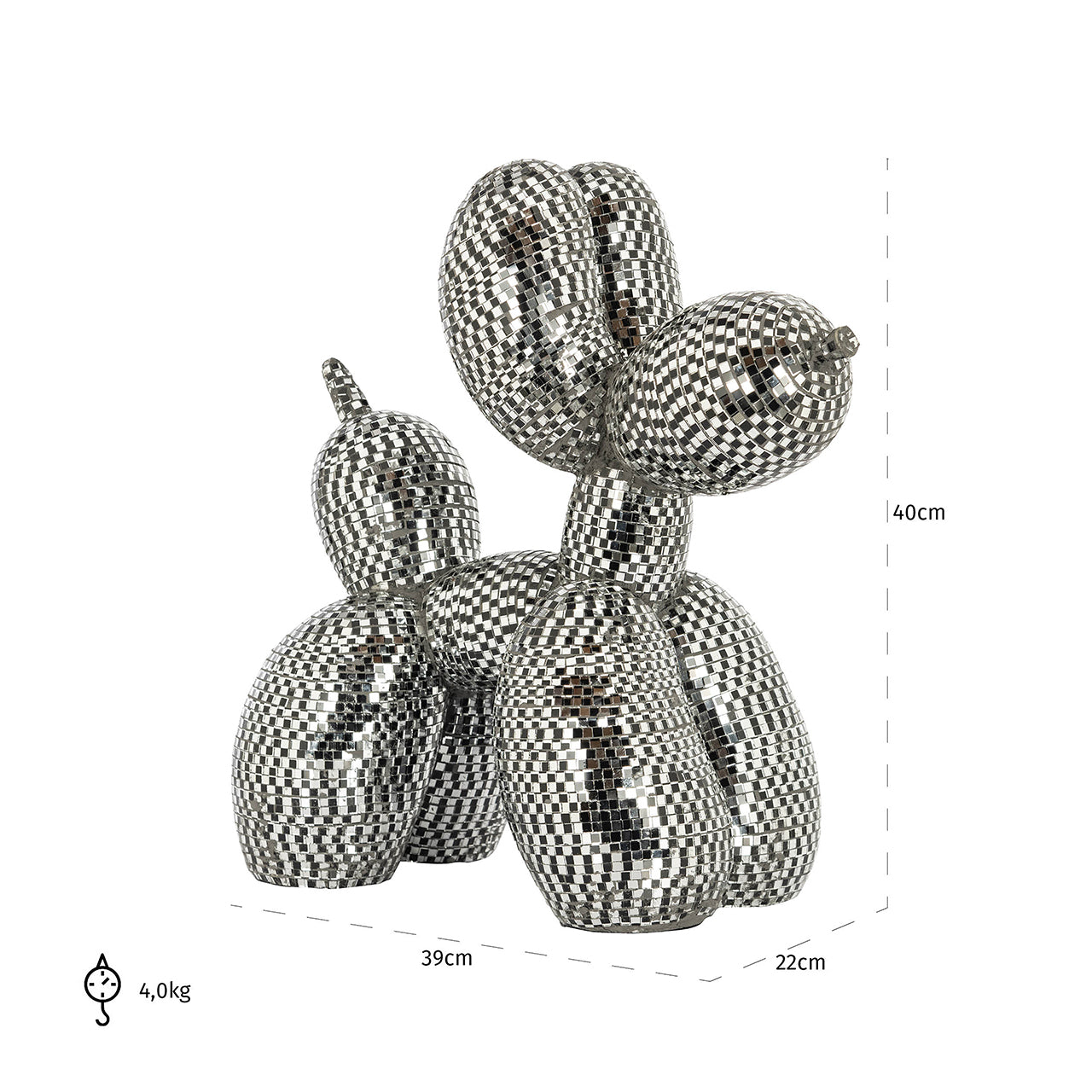 Decorative object Dog mirror medium (Black)