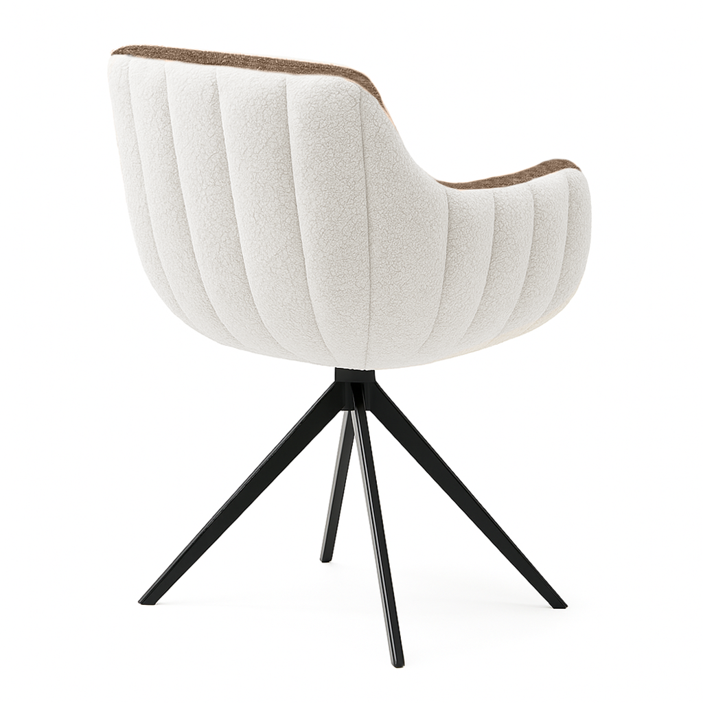 Chair - Ferrara White Bouclé + Brown Bouclé