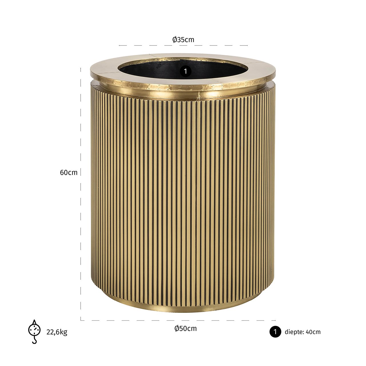 Planter Ironville 50Ø (Brushed Gold)