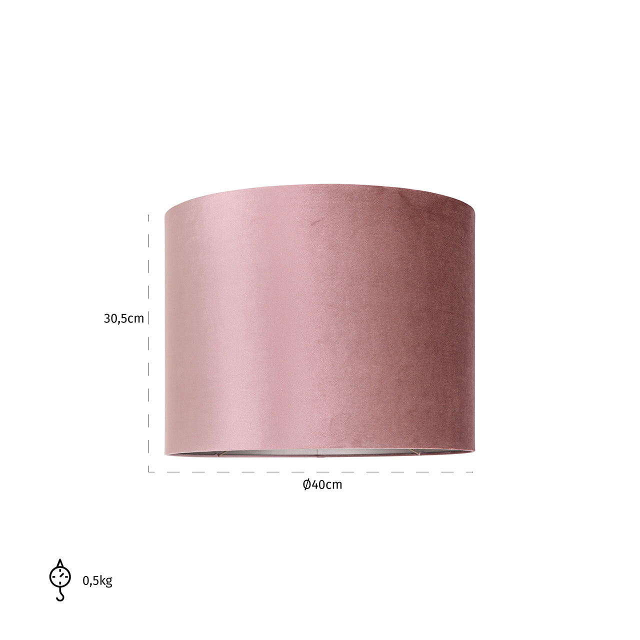 Lampshade Old rose cilinder 40Ø (Italian-4008 Old Rose)