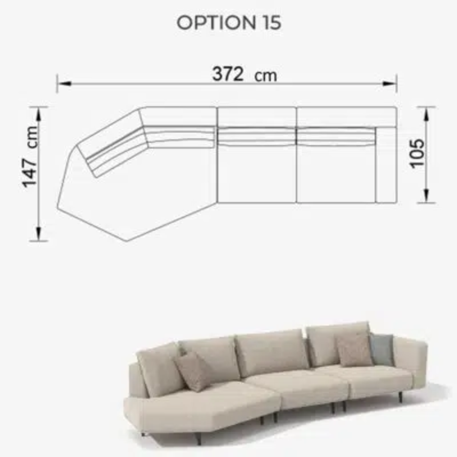 Sofa Love Off-White 372cm