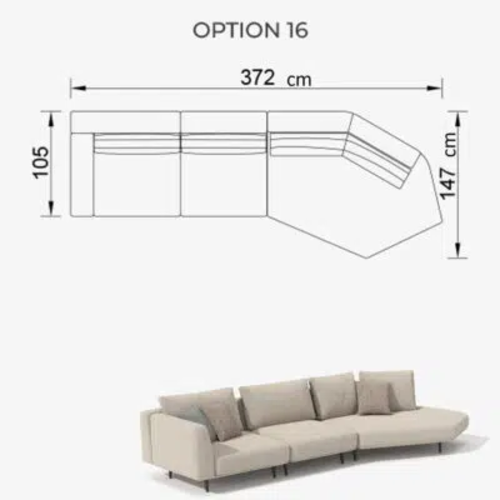 Sofa Love Off-White 372cm