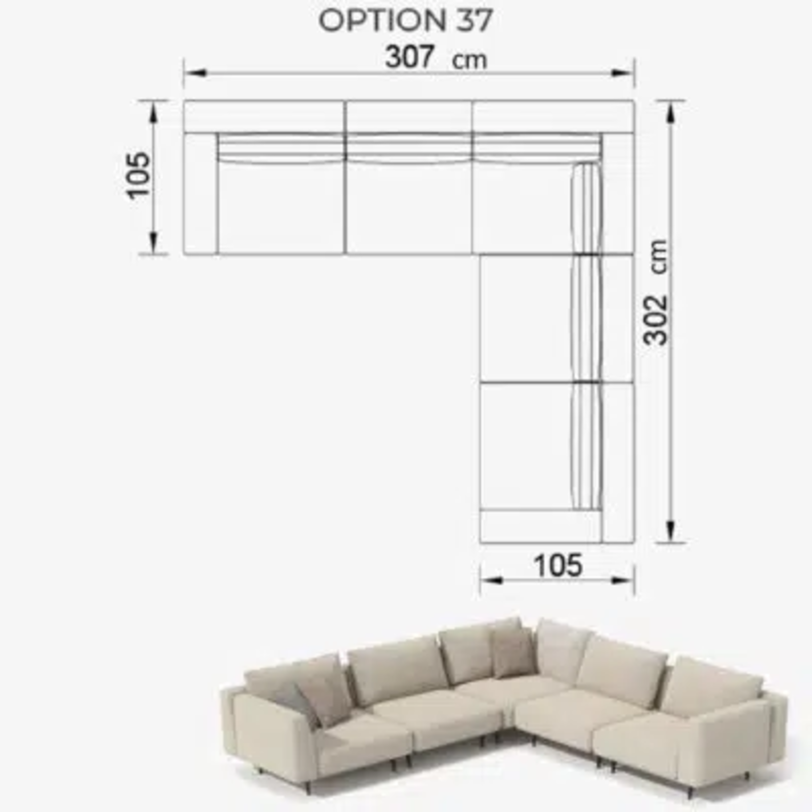 Sofa Love Off-White 307cm