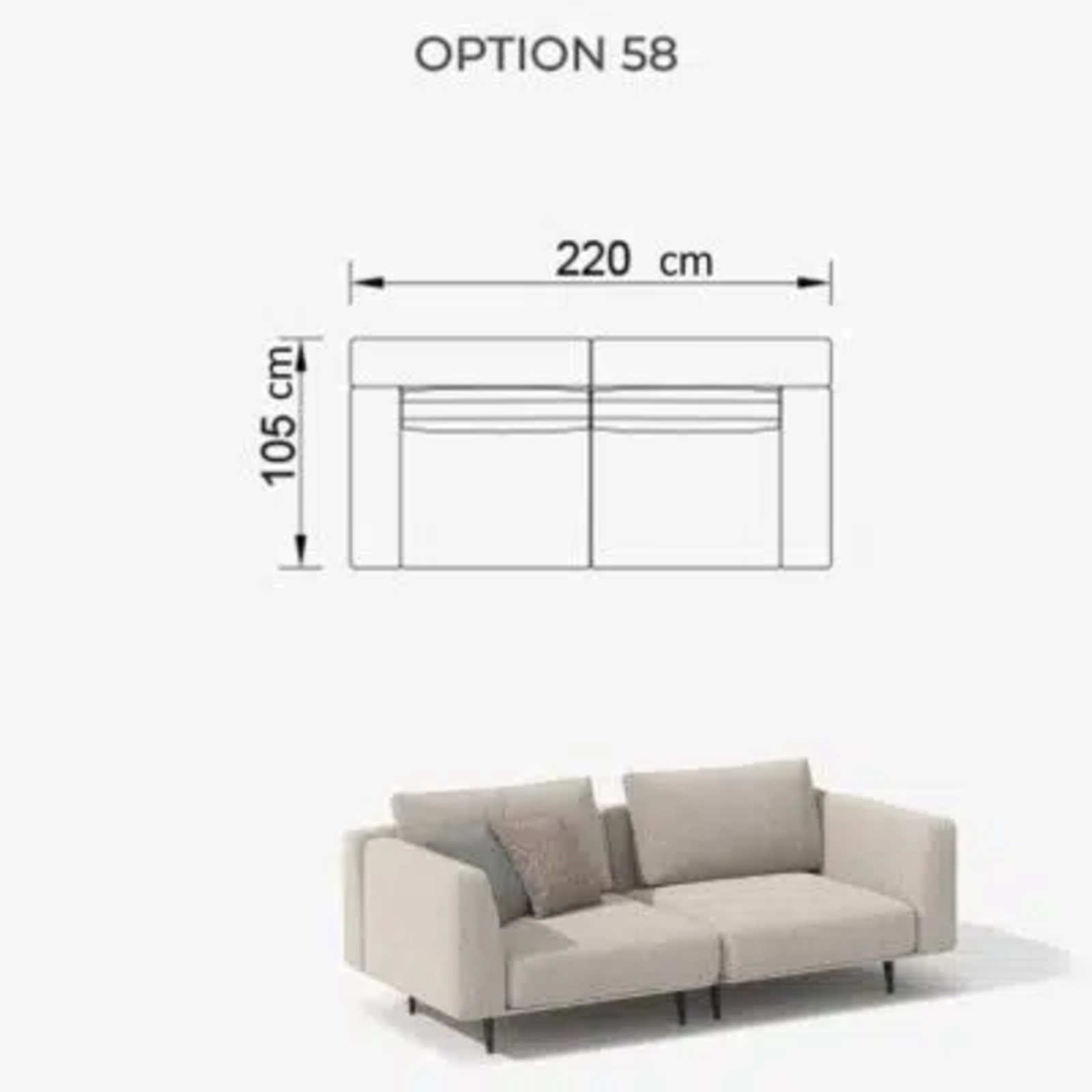 Sofa Love Off-White 220cm