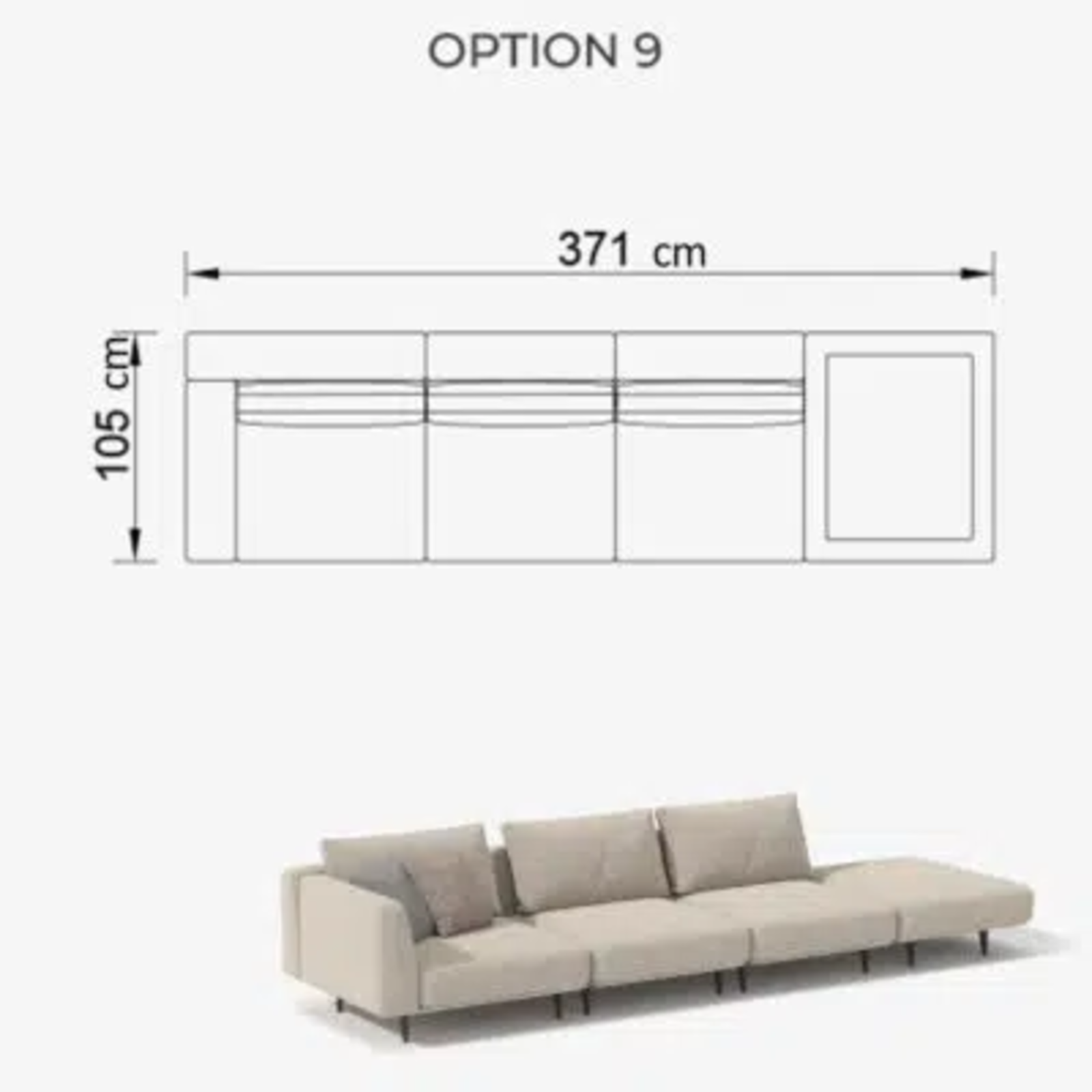 Sofa Love Off-White 371cm