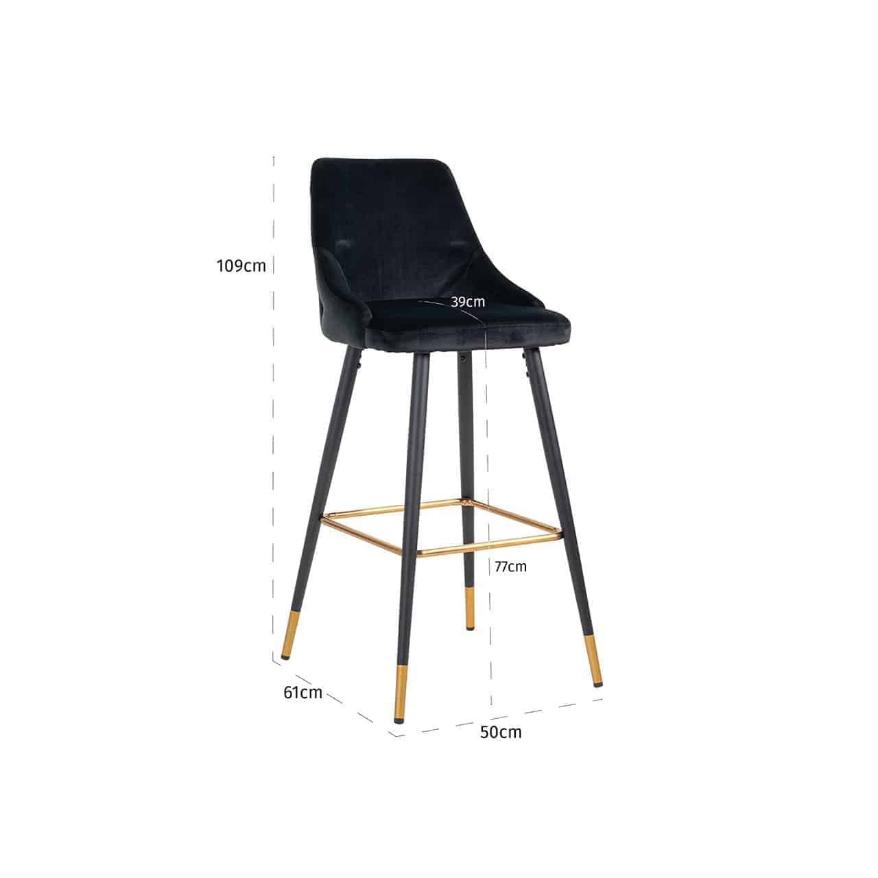 Bar stool Imani black velvet (Quartz Black 800)