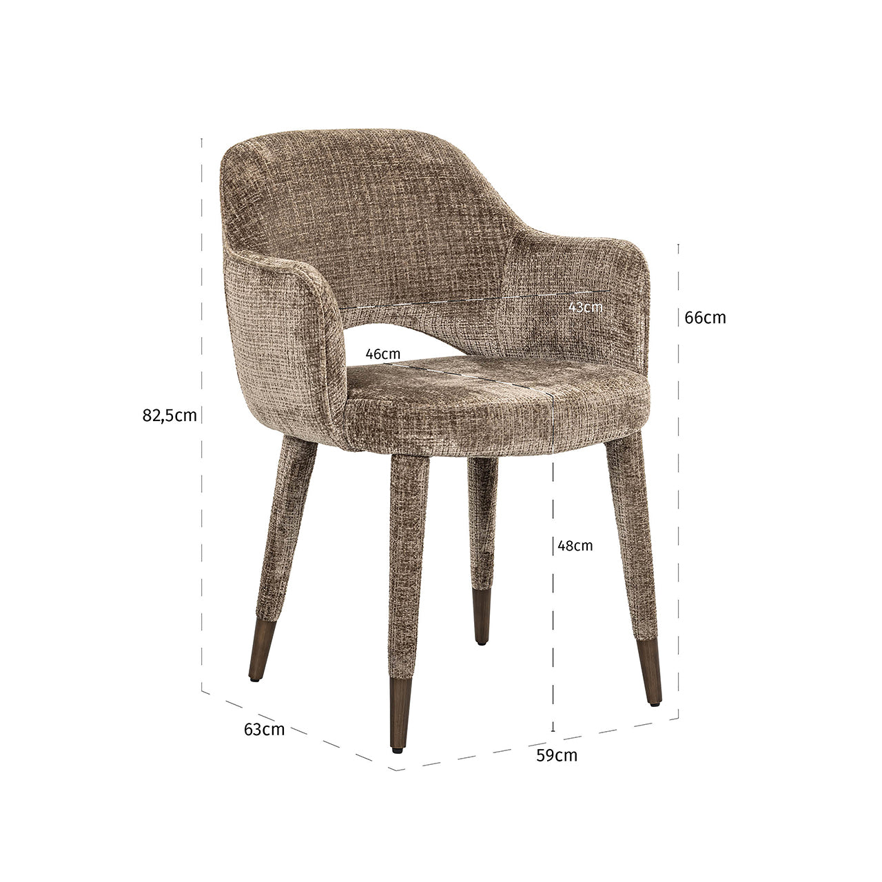 Chair Donnatella - stone chenille fire retardant (Niagara 104 Stone Chenille)