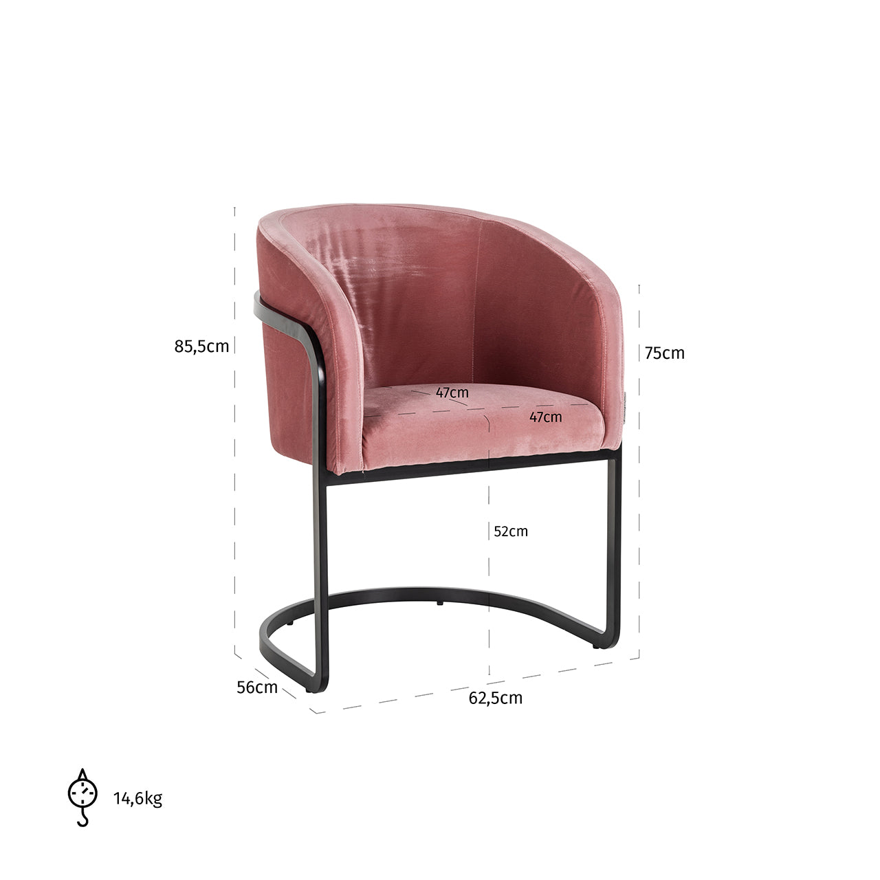Chair Chiara - blush velvet (Genova 706 Blush)