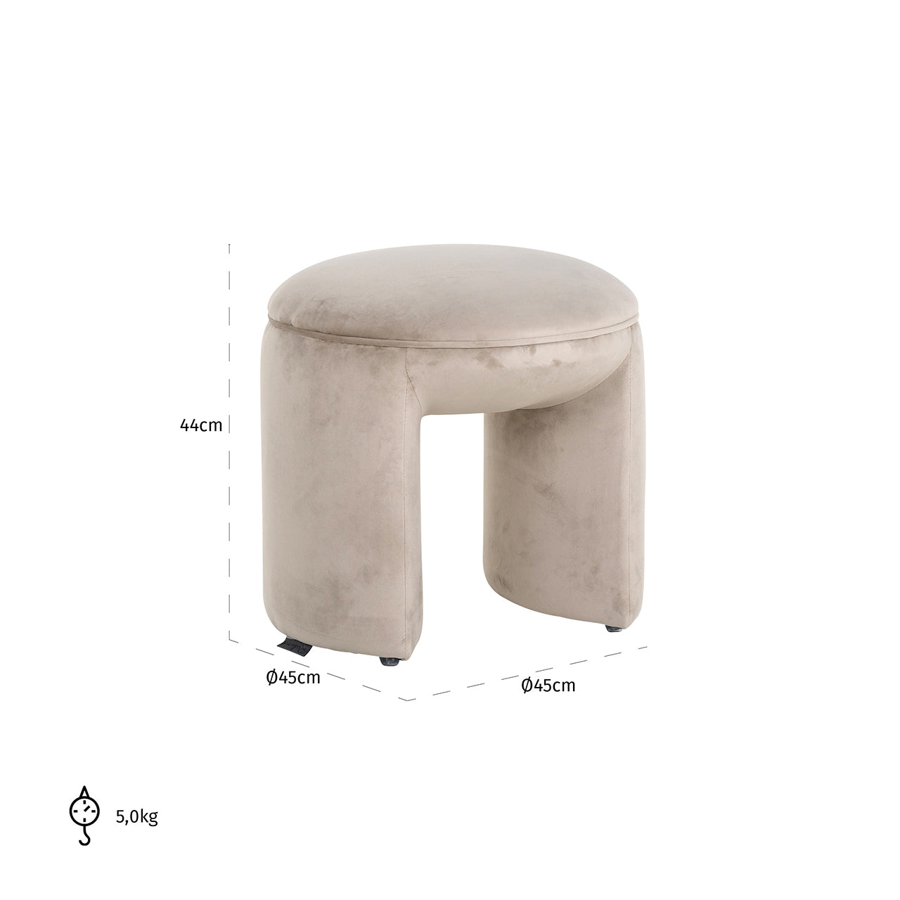 Pouffe Fargo khaki velvet (Quartz Khaki 903)