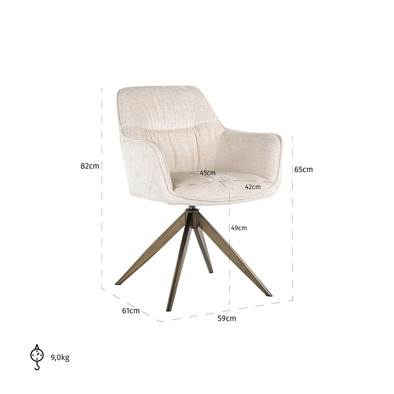 Swivel chair Aline - white chenille velvet fire retardant (FR-Bergen 900 white chenille)