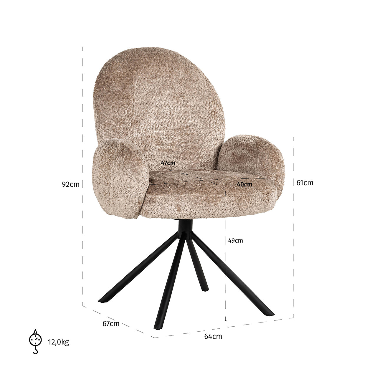 Swivel chair - Jolie (Sheep 01 nature)