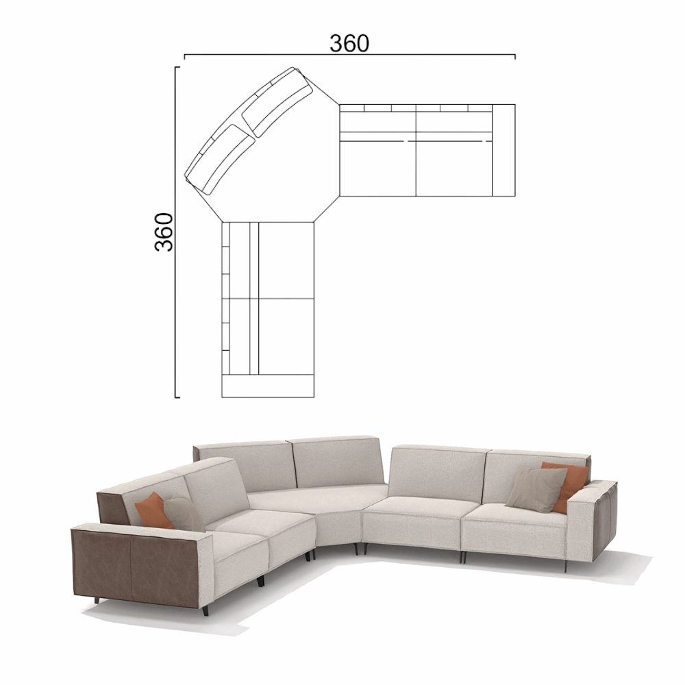 Sofa Cavalier - Light Beige 360x360cm