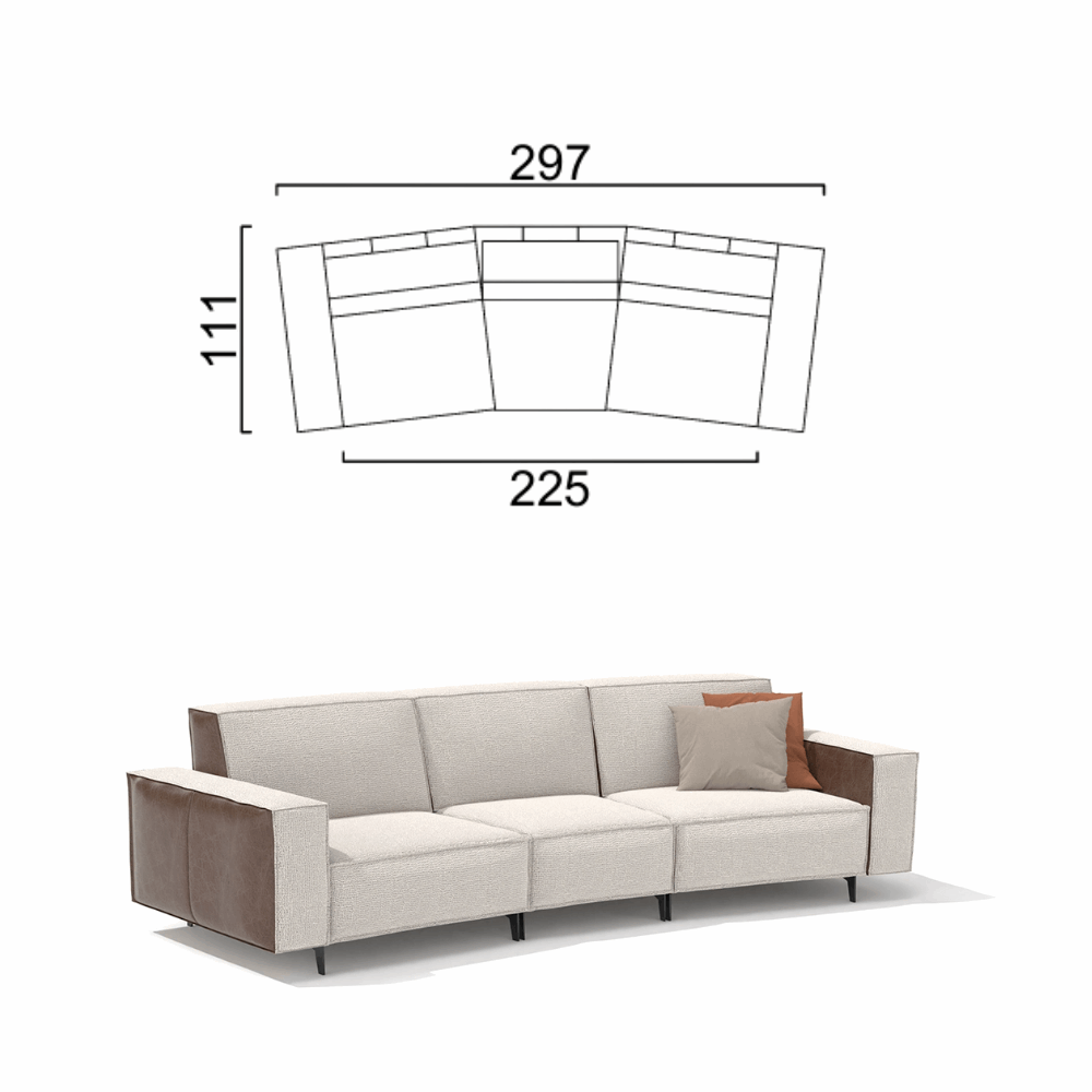 Sofa Cavalier - Light Beige 297x111cm