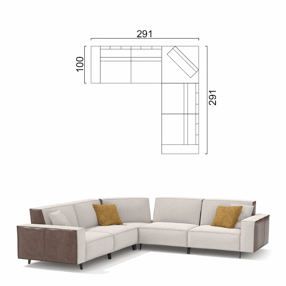 Sofa Cavalier - Light Beige 291x291x100cm