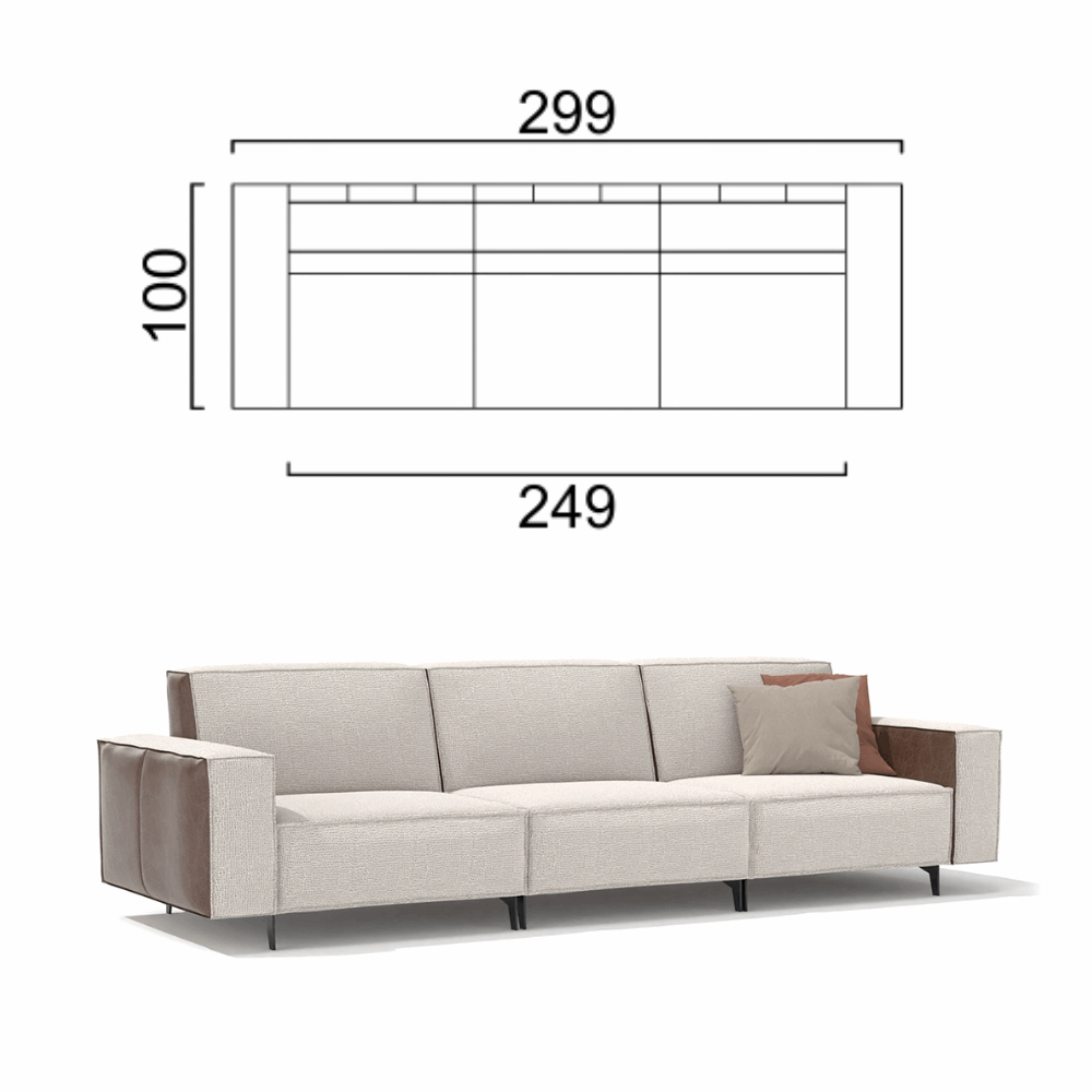 Sofa Cavalier - Light Beige 299x100cm