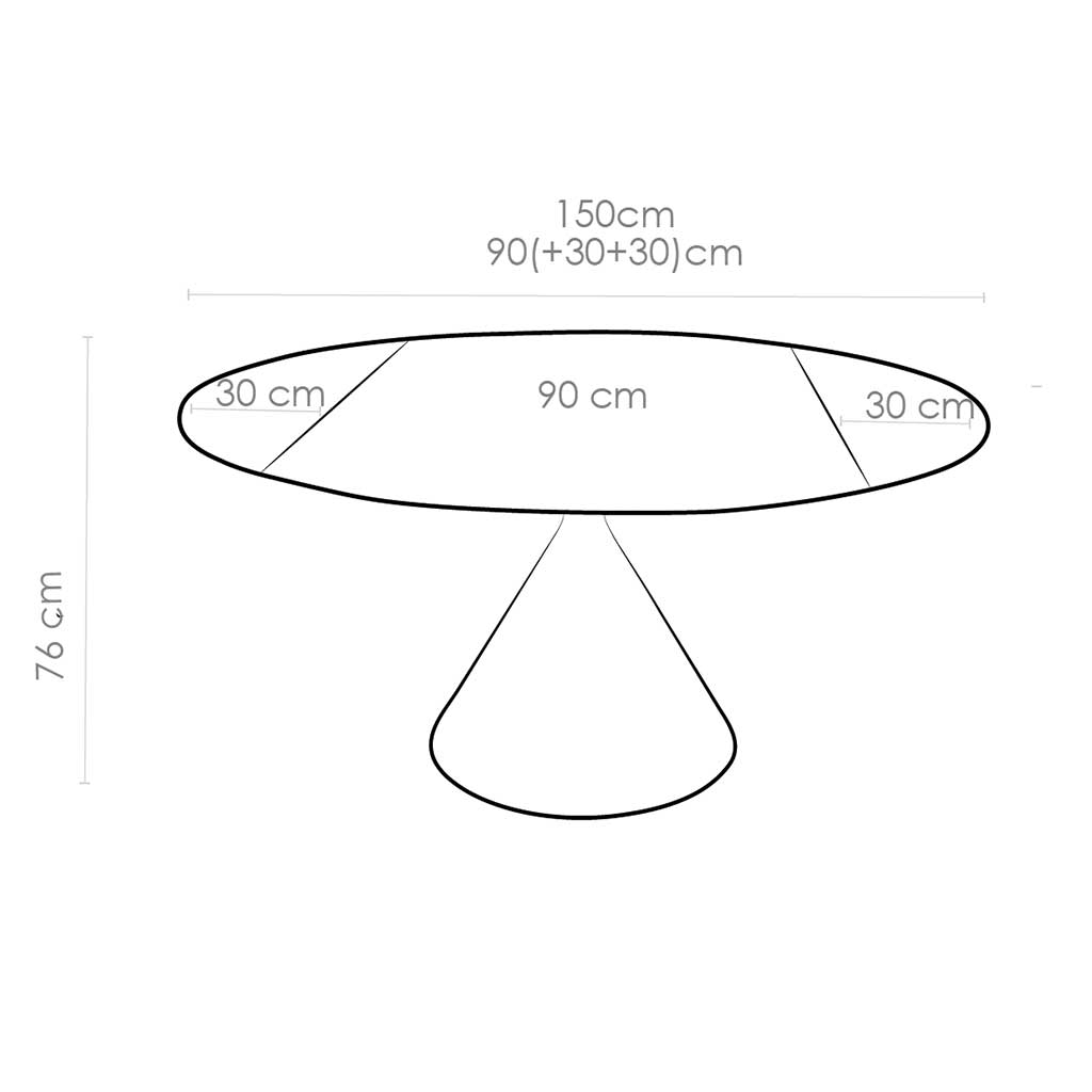 Dining Table Cassan – Ceramic Grey Ø90cm | Extendable Ø150cm