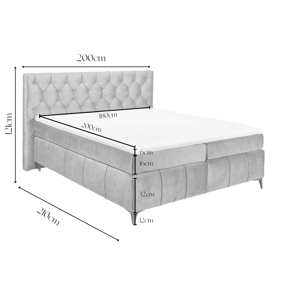 Boxspring Halston – Grey | Includes Base and Topper