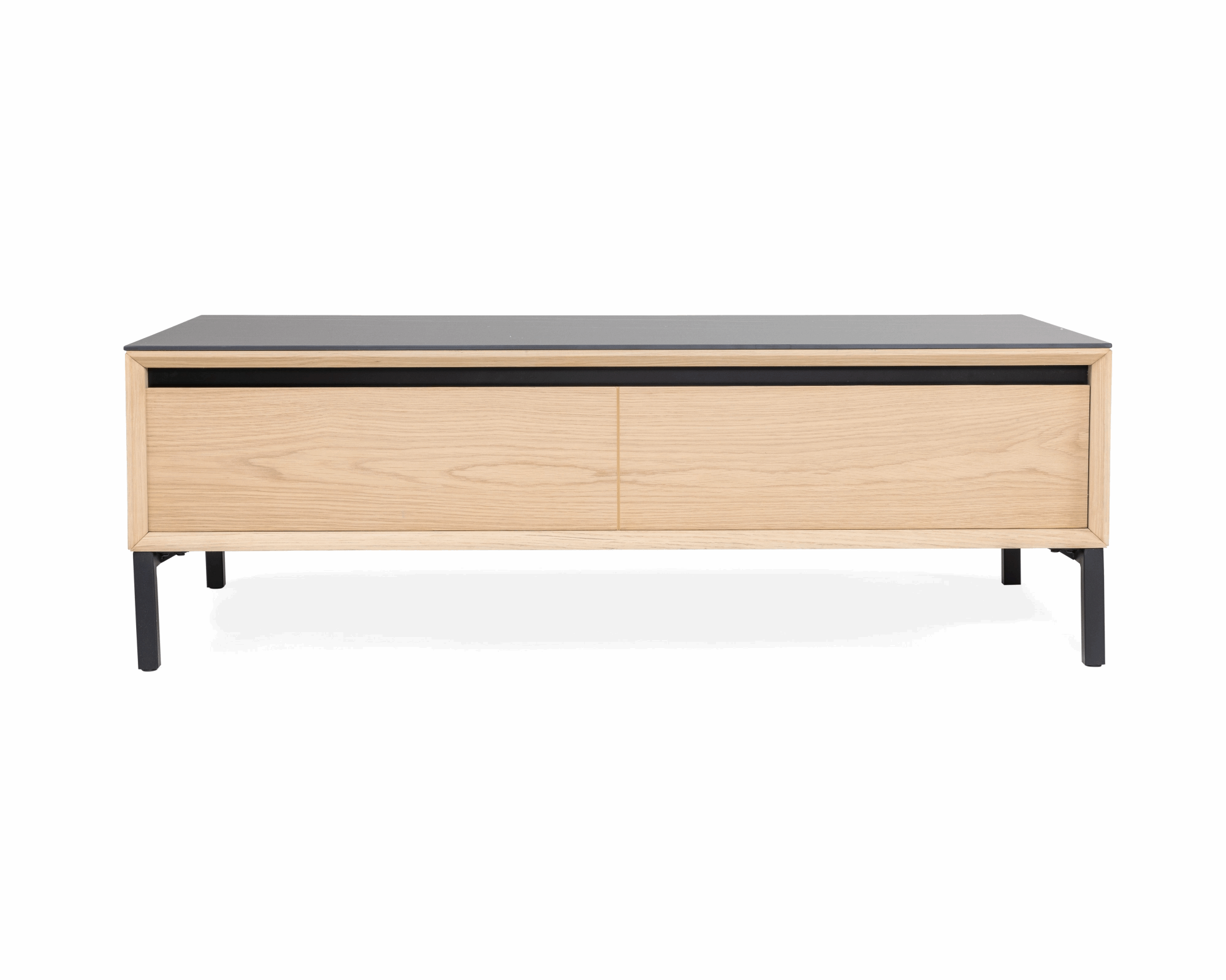 TV Unit Lima – White Washed Oak/Black Ceramic