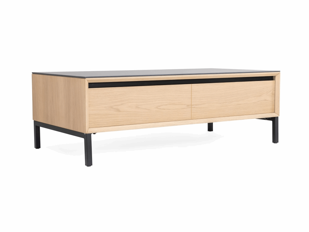 TV Unit Lima – White Washed Oak/Black Ceramic