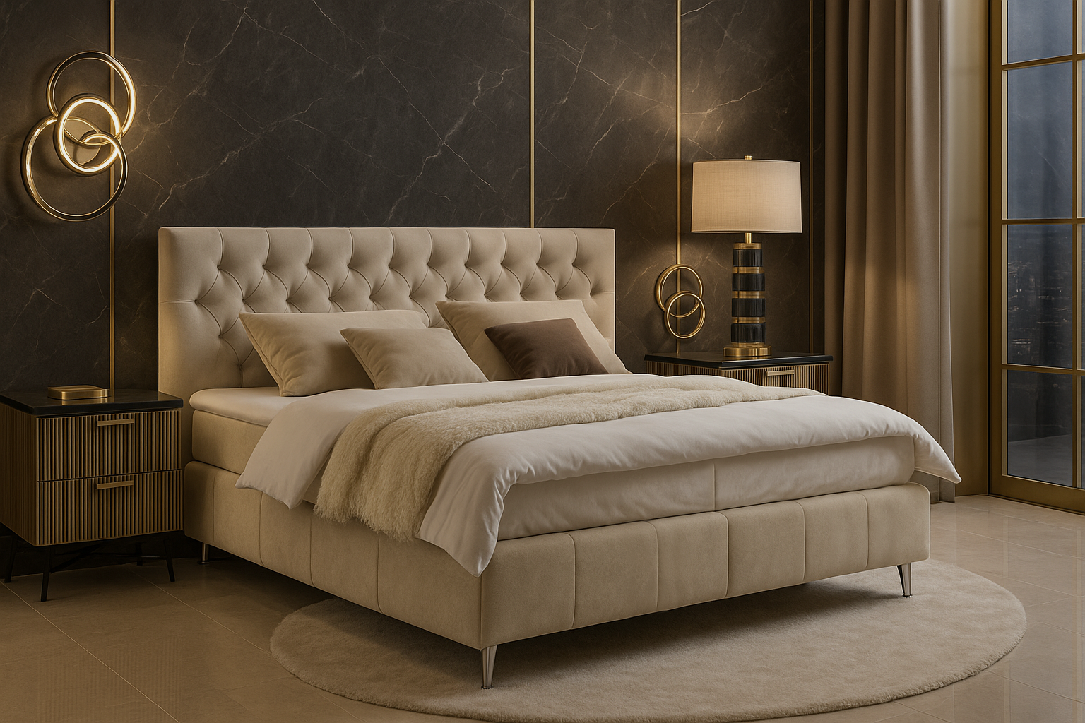 Boxspring Halston – Beige | Includes Base and Topper