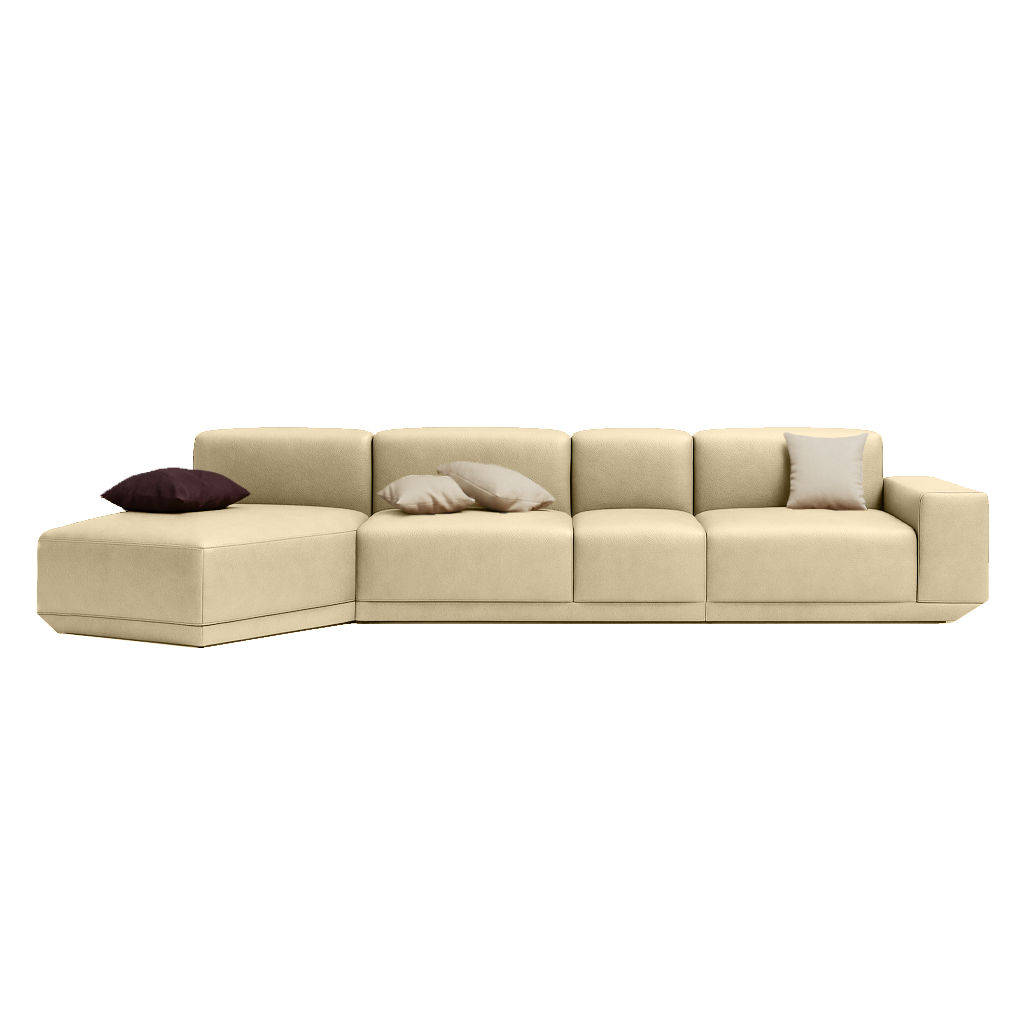 Sofa Cube Musa - Beige Leather | 387x174cm