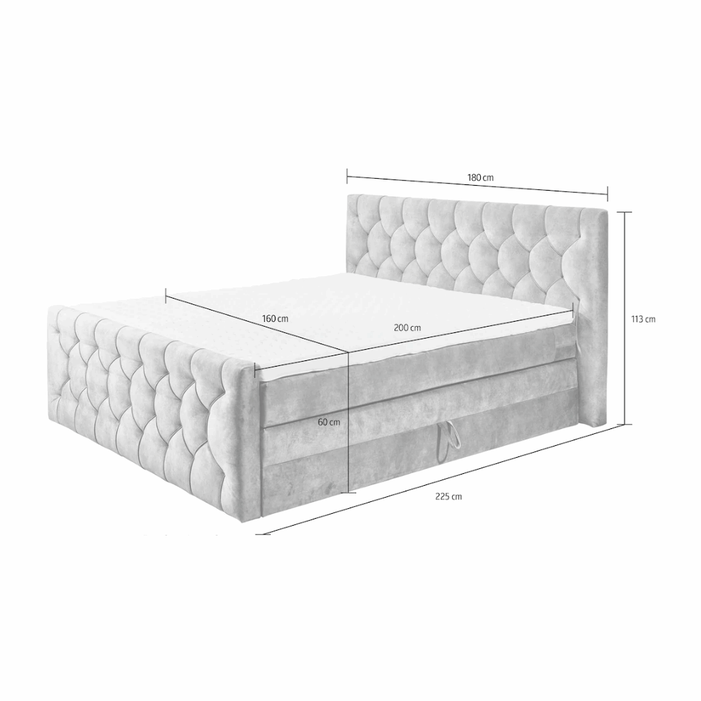 Boxspring Chester – Anthracite | Includes Base and Topper