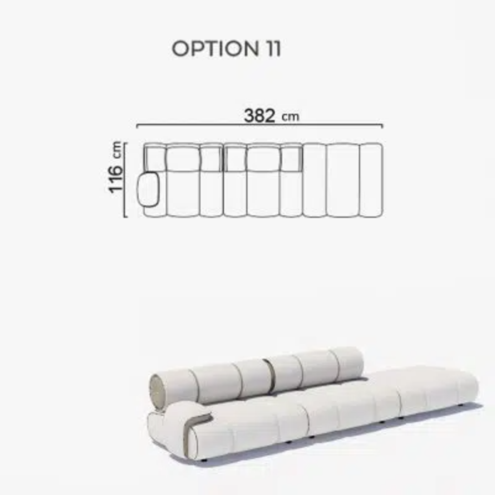 Sofa Orian White 382x116cm